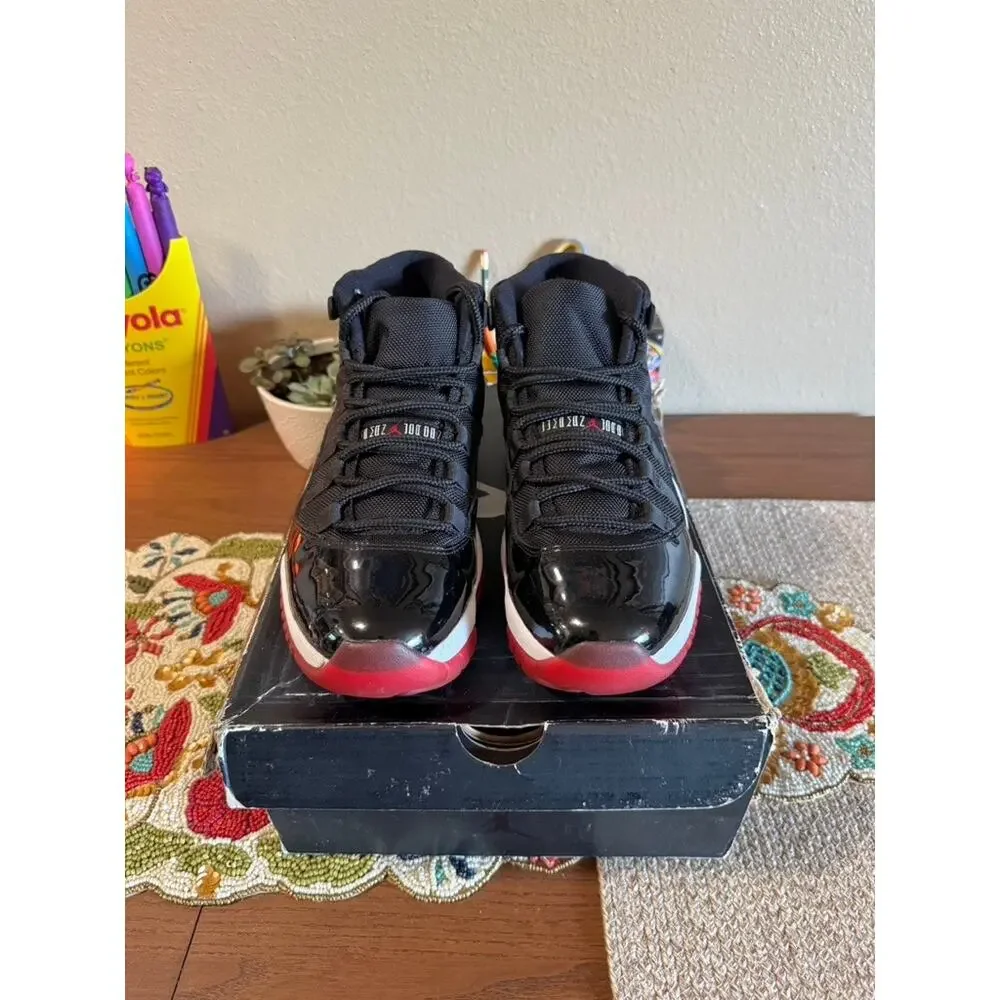 Jordan 11 Retro Playoffs Bred 2012 Black Varsity Red White Velvet 378037 010